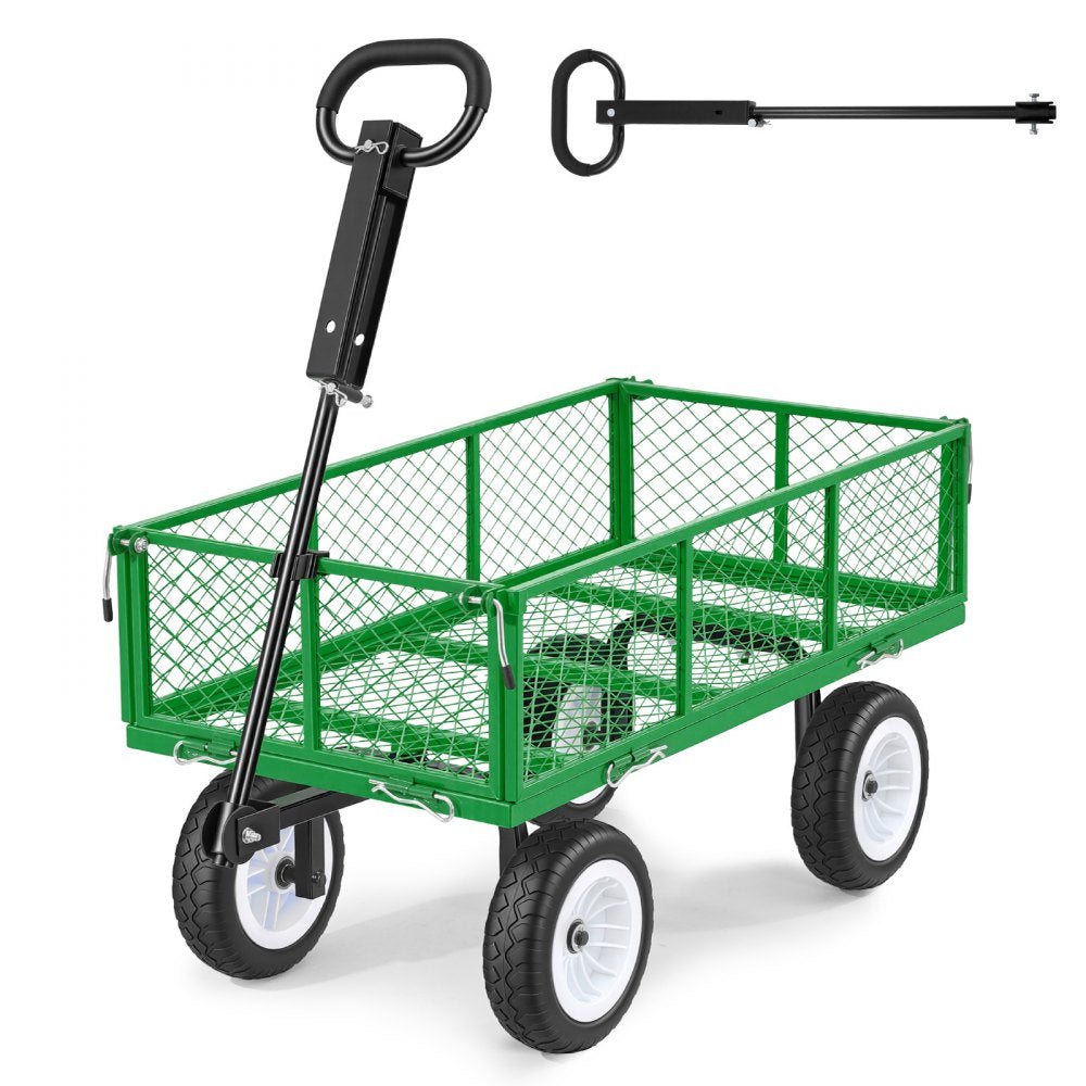 VEVOR Garden Cart, 900 LBS, Heavy Duty Steel Yard and Garden Utility Wagon with 10-Inch Tires, Outdoor Gardening Stool