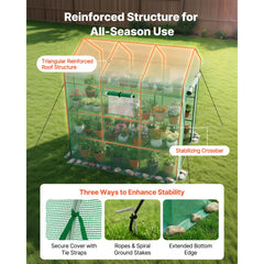 VEVOR Walk-in Green House, 54 x 81.1 x 77.2 in, Greenhouse with Shelves, High Strength PE Cover with Zipper Door and