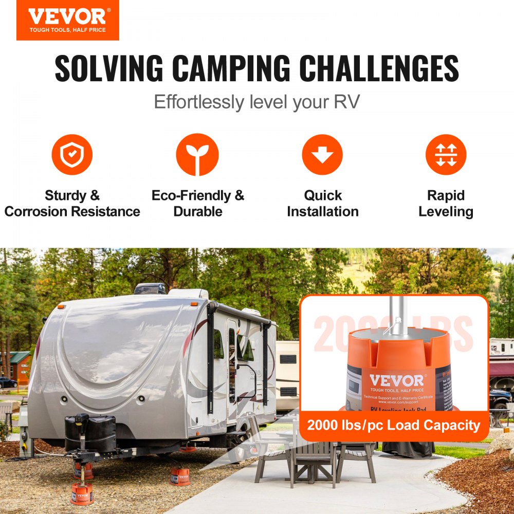 VEVOR Trailer Jack Block, 2000 lbs Capacity per RV Leveling Block, High-quality Polypropylene RV Camper Stabilizer