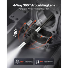 VEVOR Articulating Endoscope with Light, 4-Way 360° Articulated Borescope, 0.24" Slim Lens 1920 x 1080, 4.5" HD IPS