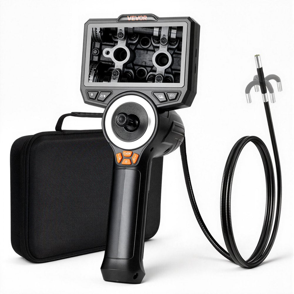 VEVOR Articulating Endoscope with Light, 4-Way 360° Articulated Borescope, 0.24" Slim Lens 1920 x 1080, 4.5" HD IPS