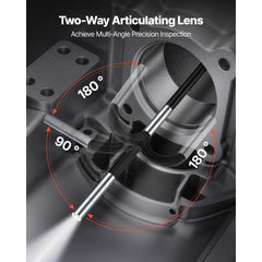 VEVOR Articulating Borescope with 0.15" Ultra Slim Lens, Two-Way Articulated Endoscope with Light, 4.3" IPS Screen