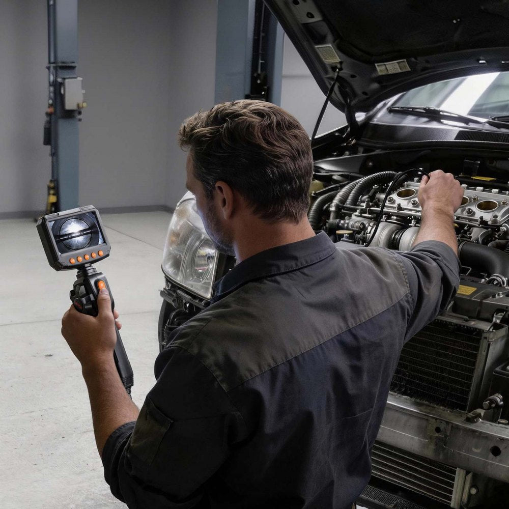 VEVOR Articulating Borescope with 0.15" Ultra Slim Lens, Two-Way Articulated Endoscope with Light, 4.3" IPS Screen