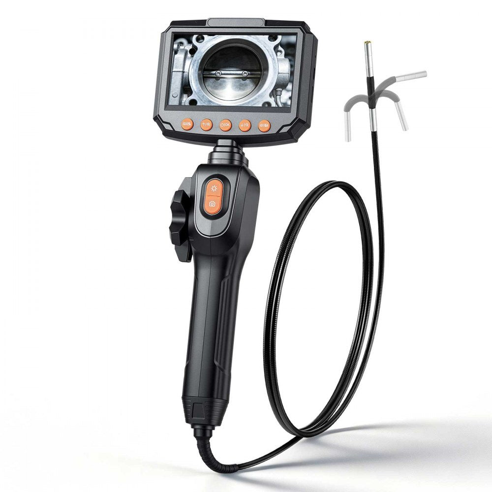 VEVOR Articulating Borescope with 0.15" Ultra Slim Lens, Two-Way Articulated Endoscope with Light, 4.3" IPS Screen