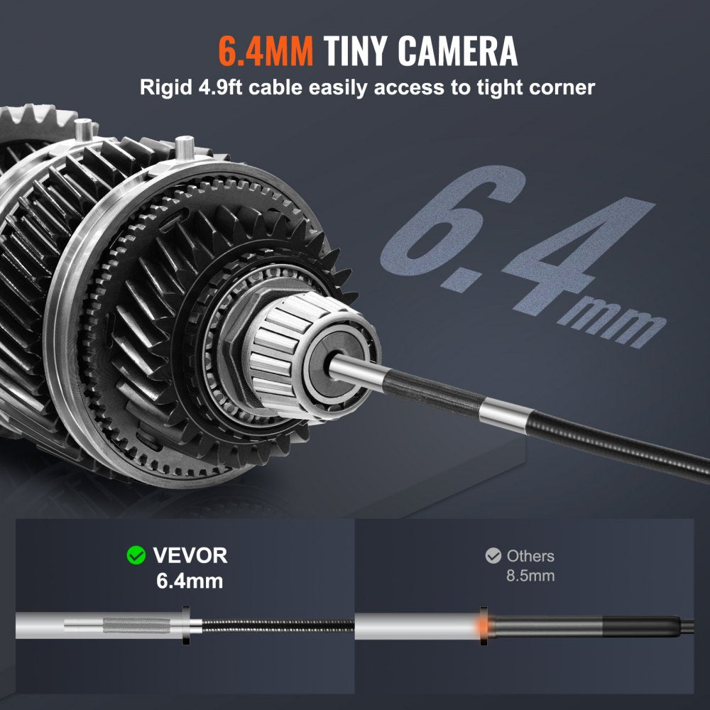 VEVOR Two-Way Articulating Borescope with Light, Inspection Camera with 0.25" Lens, 5" IPS HD Screen, Flexible Mechanic