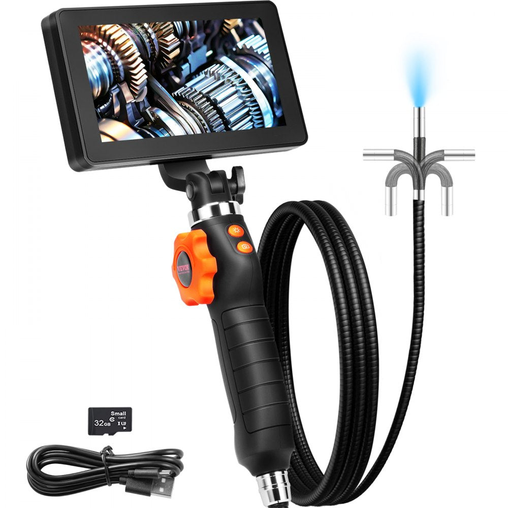 VEVOR Two-Way Articulating Borescope with Light, Inspection Camera with 0.25" Lens, 5" IPS HD Screen, Flexible Mechanic