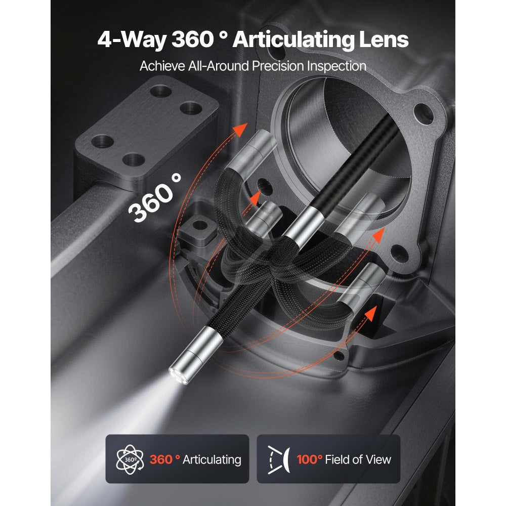 VEVOR 4-Way Articulating Endoscope with Light, True 1080P HD Industrial Borescope Inspection Camera with Articulated