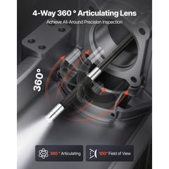 VEVOR Articulating Endoscope with Light, 4-Way 360° Articulated Borescope Camera, 0.24" Slim Lens 1920 x 1080, 6" HD