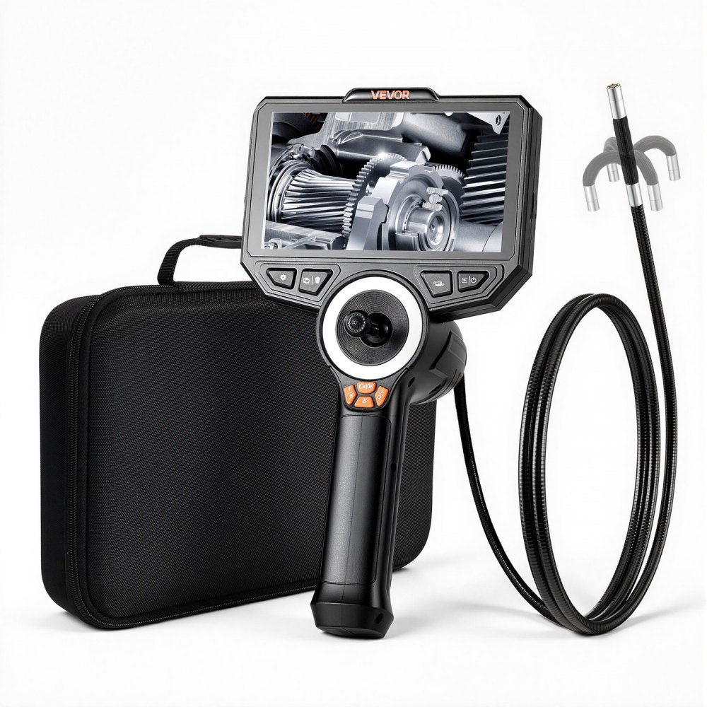 VEVOR Articulating Endoscope with Light, 4-Way 360° Articulated Borescope Camera, 0.24" Slim Lens 1920 x 1080, 6" HD