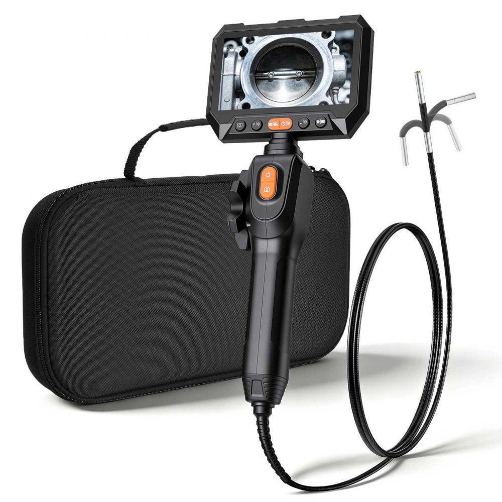VEVOR Articulating Borescope with 0.15" Ultra Slim Lens, Two-Way Articulated Endoscope with Light, 5" HD IPS Screen, 8X