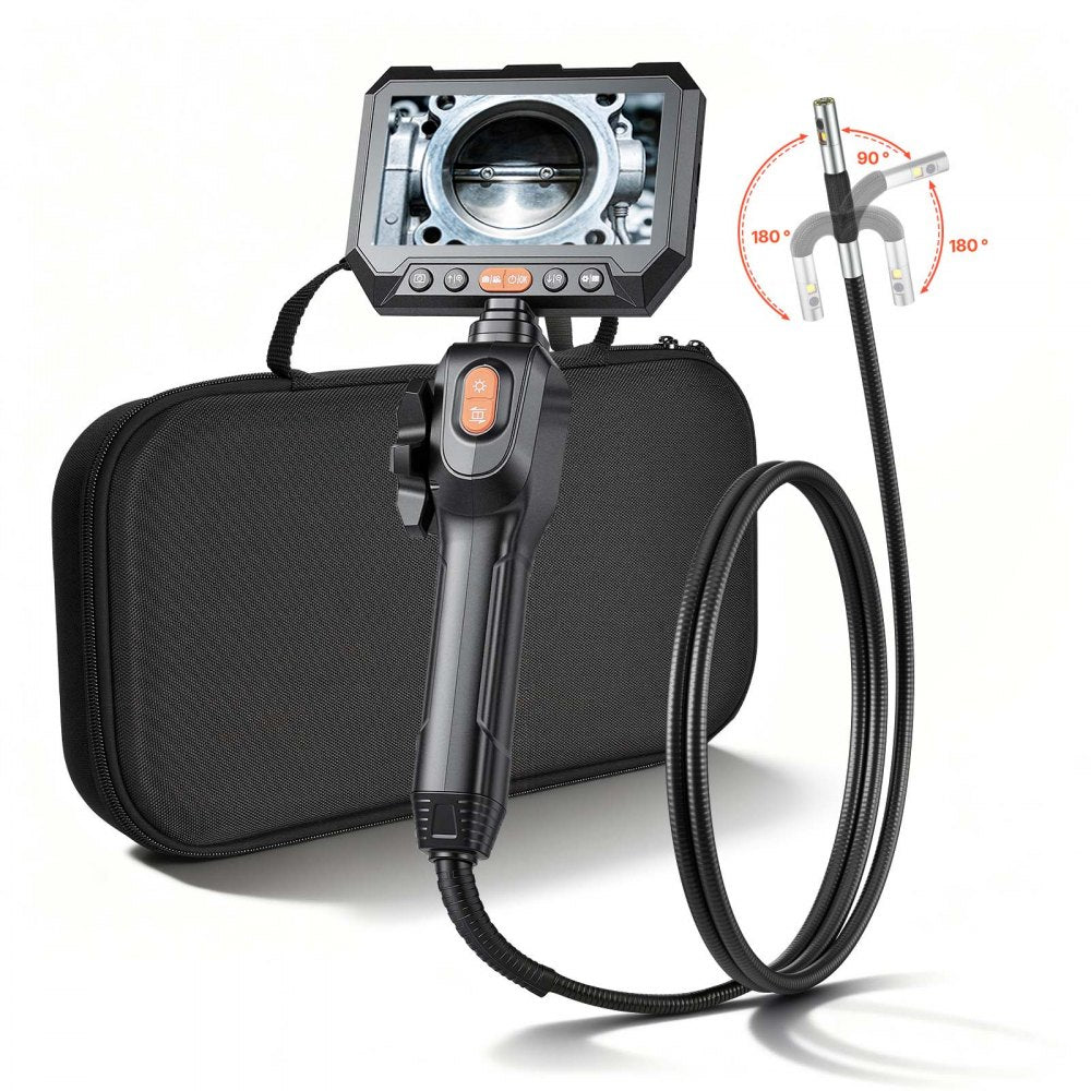 VEVOR 2-Way Dual-Lens Articulating Endoscope with Light, 1080P HD Industrial Borescope Inspection Camera with