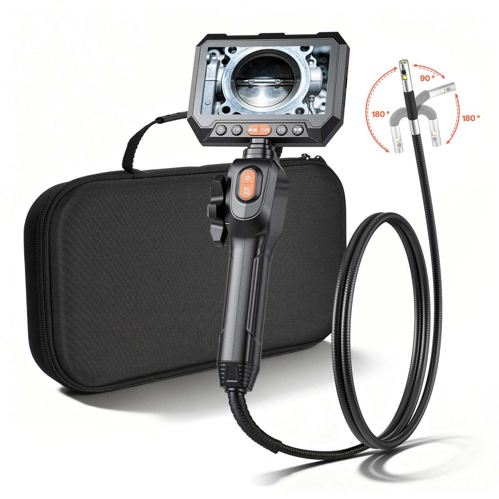 VEVOR 2-Way Dual-Lens Articulating Endoscope with Light, 1080P HD Industrial Borescope Inspection Camera with 0.24-inch