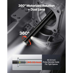 VEVOR Endoscope with Light, 360° View Coverage Industrial Borescope Inspection Camera with Rotating Probe, 1080P HD