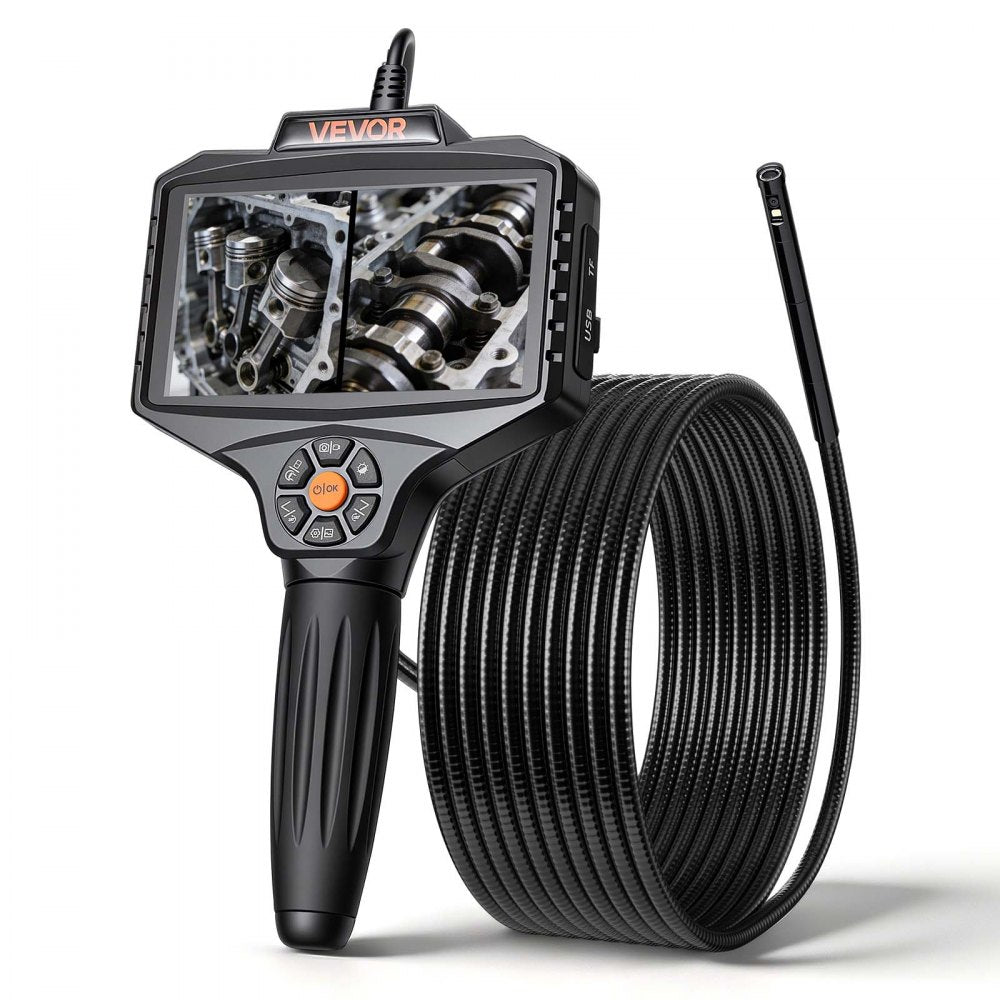 VEVOR Endoscope with Light, 360° View Coverage Industrial Borescope Inspection Camera with Rotating Probe, 1080P HD