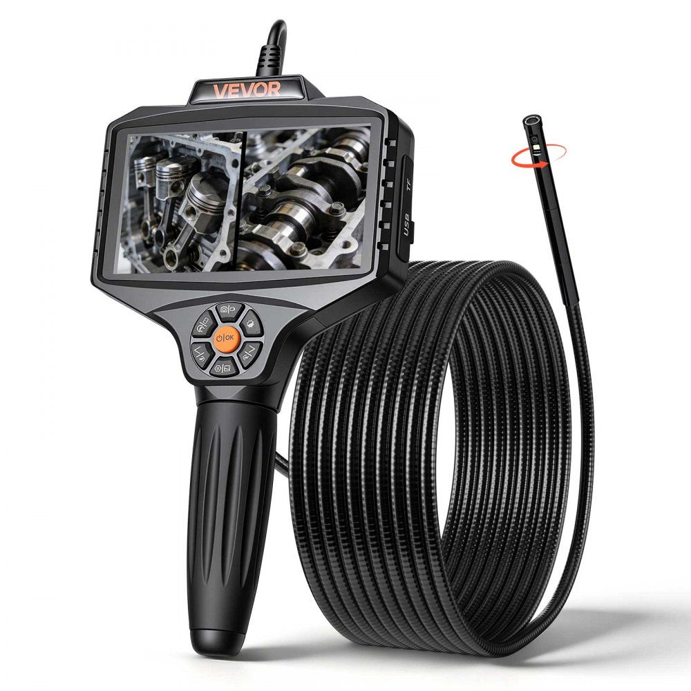 VEVOR Endoscope with Light, 360° View Coverage Industrial Borescope Inspection Camera with Rotating Probe, 1080P HD