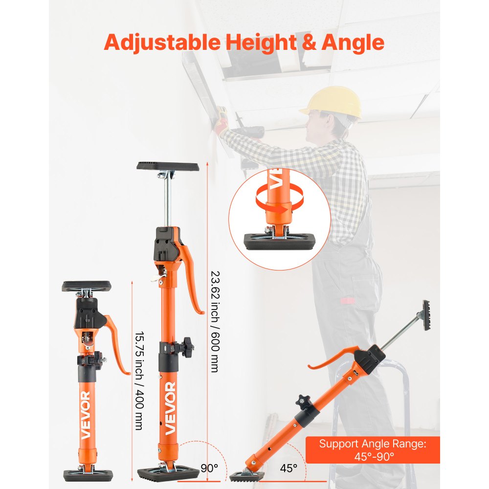 VEVOR Cabinet Jack Support Pole, 2-Pack, 15.75-23.6 Inch Steel Telescopic Quick Support Rod, Adjustable 3rd Hand System