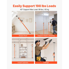 VEVOR Cabinet Jack Support Pole, 4-Pack, 49.2-114.6 Inch Steel Telescopic Quick Support Rod, Adjustable 3rd Hand System