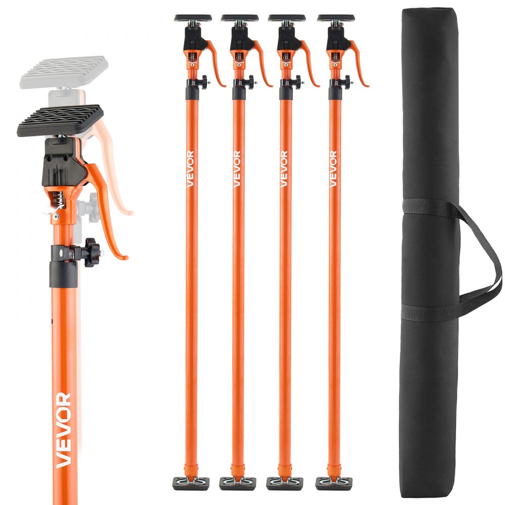 VEVOR Cabinet Jack Support Pole, 4-Pack, 49.2-114.6 Inch Steel Telescopic Quick Support Rod, Adjustable 3rd Hand System
