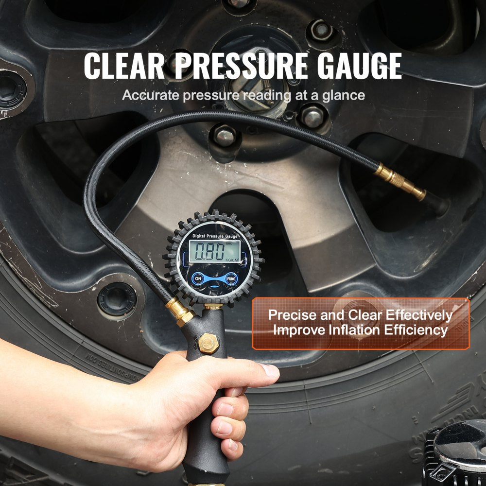 VEVOR 12V Heavy Duty Air Compressor - with Digital Pressure Gauge Tire Inflator Kit, 7.06 CFM Portable Tire Inflator