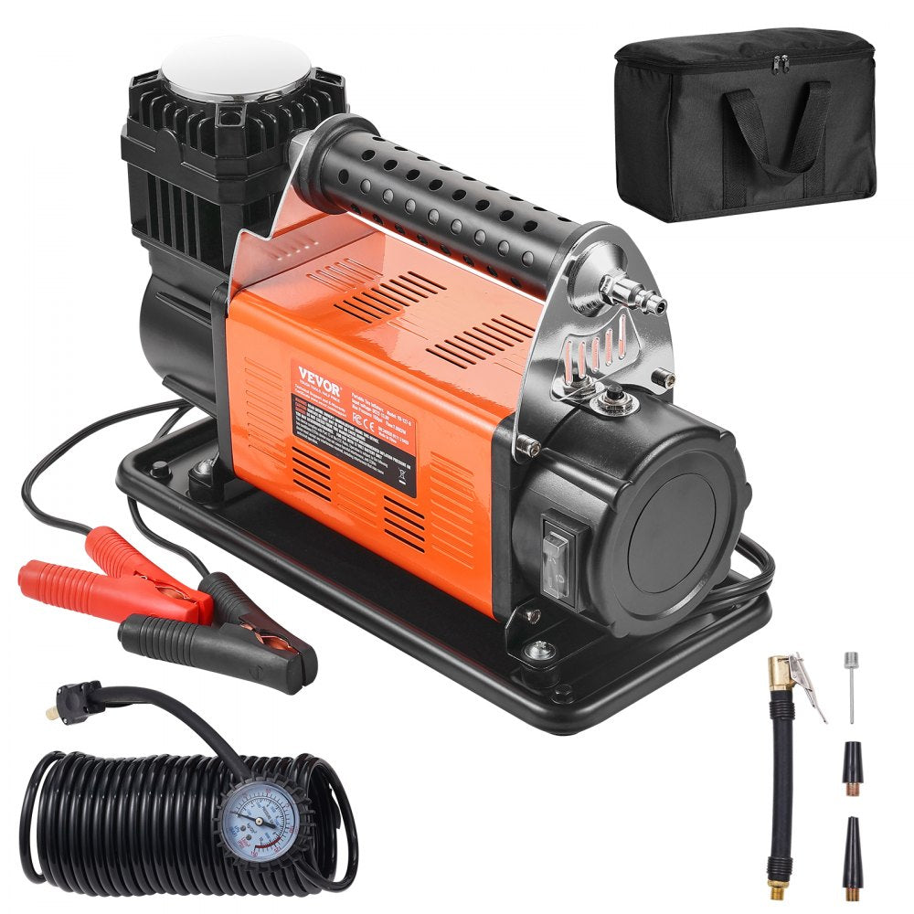 VEVOR 12V Portable Tire Inflator, 7.06CFM Heavy Duty Air Compressor, 150PSI Offroad Air Pump with Adapters for Car SUV