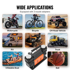 VEVOR 10.6 CFM Heavy Duty Air Compressor, 30s Fast Inflation | Dual-Cylinder Portable Tire Inflator, 12V 150PSI Offroad