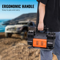 VEVOR 10.6 CFM Heavy Duty Air Compressor, 30s Fast Inflation | Dual-Cylinder Portable Tire Inflator, 12V 150PSI Offroad