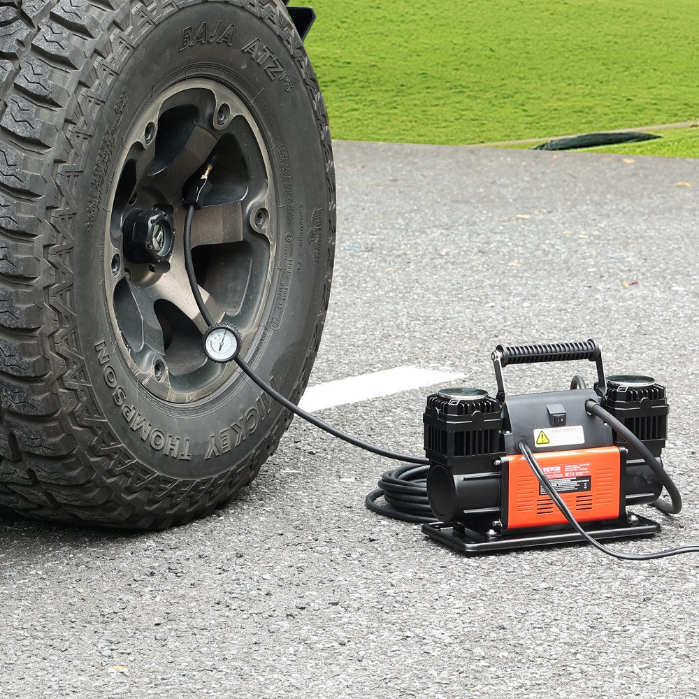 VEVOR 10.6 CFM Heavy Duty Air Compressor, 30s Fast Inflation | Dual-Cylinder Portable Tire Inflator, 12V 150PSI Offroad