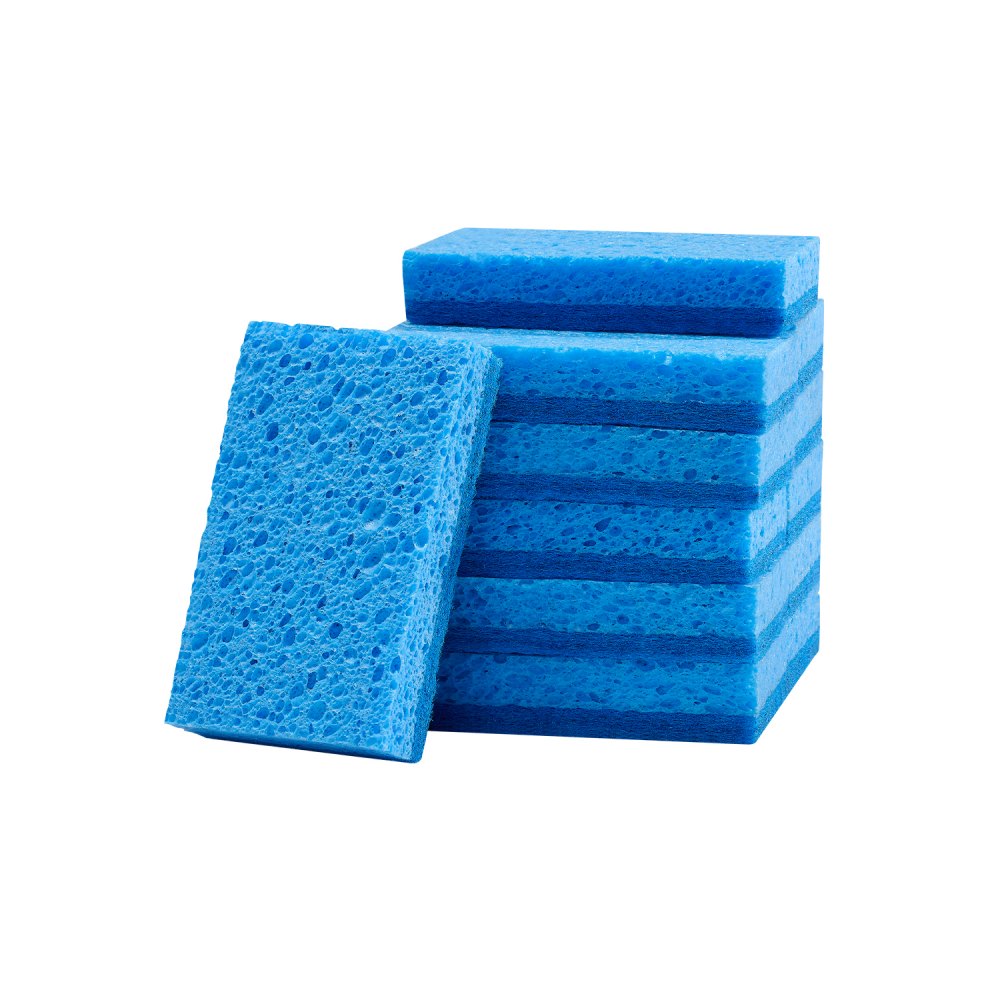 VEVOR Sponges, 12 Pcs Durable Natural Kitchen Sponges with Cellulose & Scrub Pad, Easy-to-Rinse Cleaning Sponges with