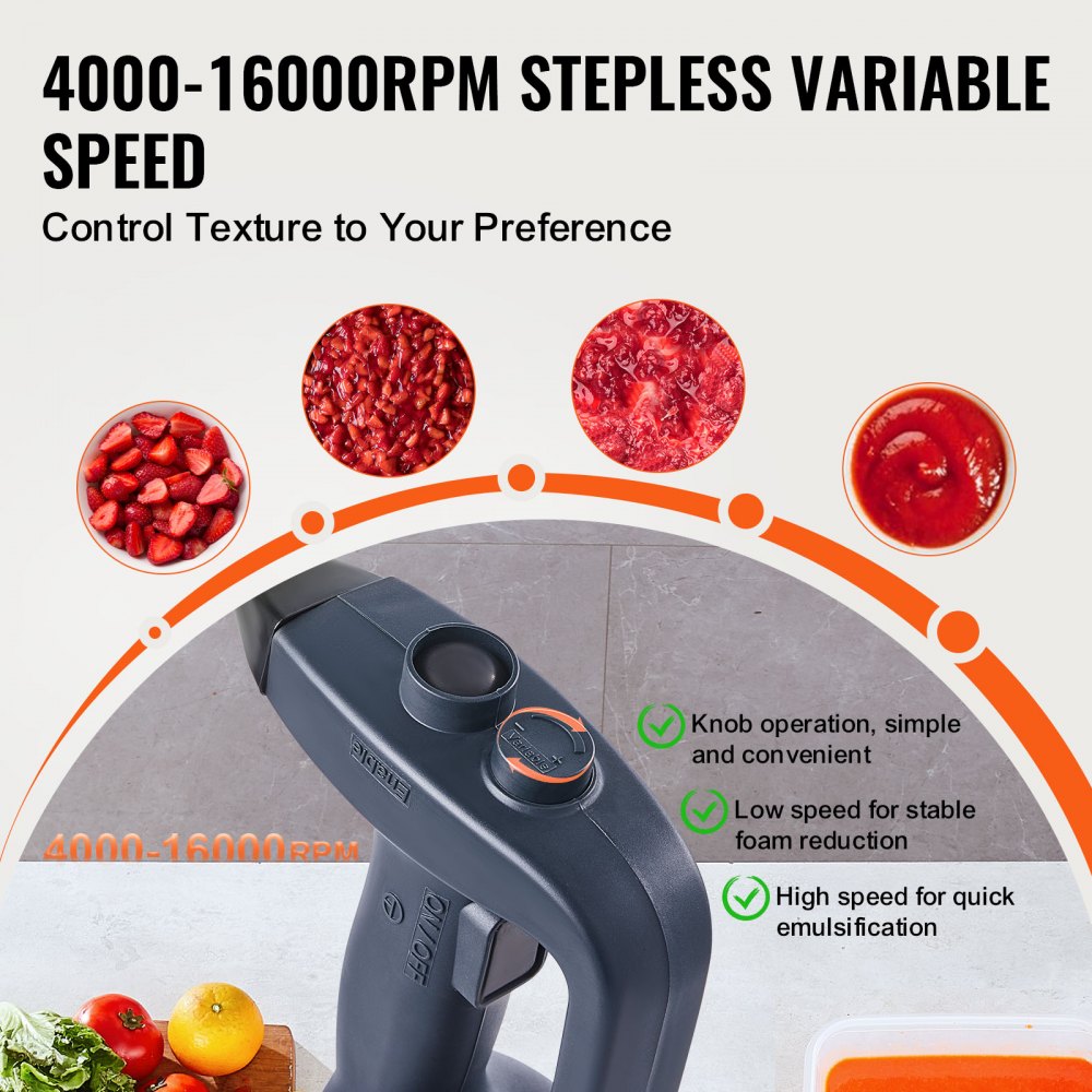 VEVOR Commercial Immersion Blender, 350W Heavy Duty Hand Mixer, 16 inch Stepless Variable Speed Mixer with Stainless