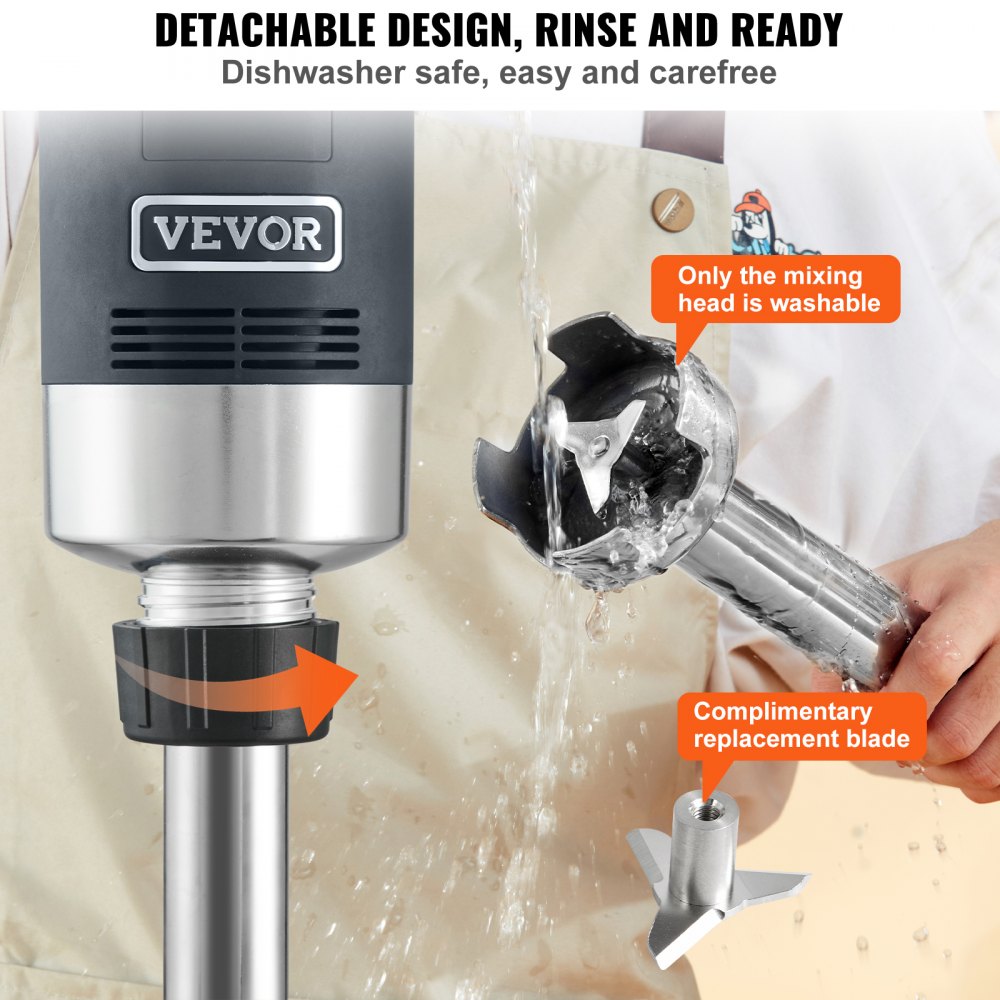 VEVOR Commercial Immersion Blender, 750W 16" Heavy Duty Hand Mixer, Variable Speed Kitchen Stick Mixer with 304