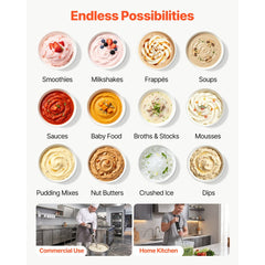 VEVOR Commercial Immersion Blender, 750W 20" Heavy Duty Hand Mixer, Variable Speed Kitchen Stick Mixer with 304
