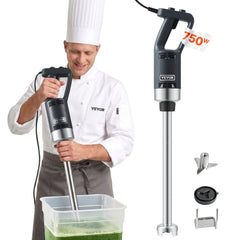 VEVOR Commercial Immersion Blender, 750W 20" Heavy Duty Hand Mixer, Variable Speed Kitchen Stick Mixer with 304