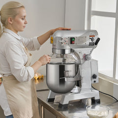 VEVOR Commercial Food Mixer, 10L Commercial Stand Mixer with 3 Adjustable Speeds, 550W Dough Mixer with Stainless Steel