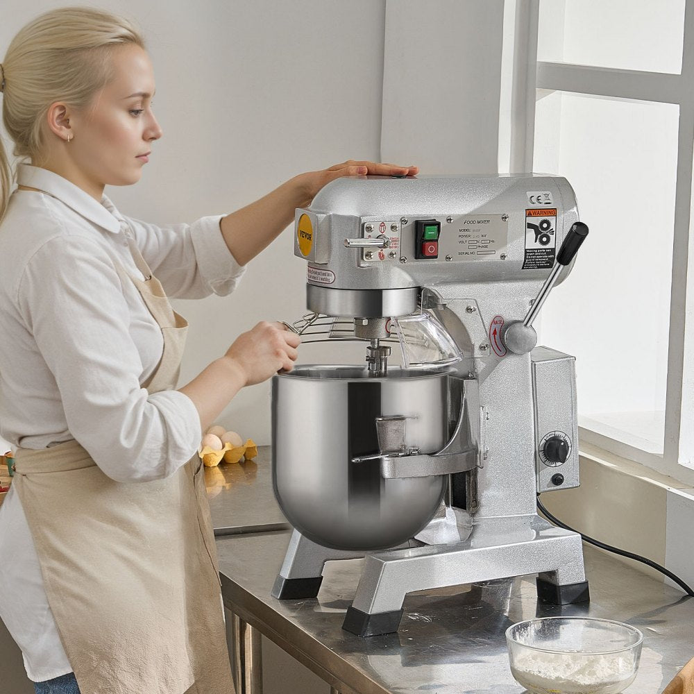 VEVOR Commercial Food Mixer, 18.7L Commercial Stand Mixer with 3 Adjustable Speeds, 1100W Dough Mixer with Stainless