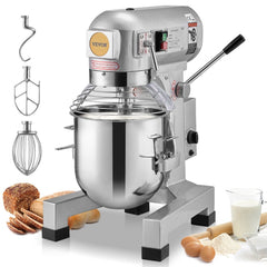 VEVOR Commercial Food Mixer, 18.7L Commercial Stand Mixer with 3 Adjustable Speeds, 1100W Dough Mixer with Stainless