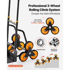 VEVOR Stair Climbing Cart, 770 lbs Stair-Climbing Capacity, Heavy-Duty Folding Trolley Cart with Telescoping Handle, 6