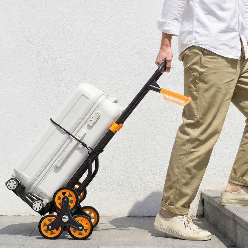 VEVOR Stair Climbing Cart, 440 lbs Stair-Climbing Capacity, Heavy-Duty Folding Trolley Cart with Telescoping Handle, 6