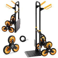 VEVOR Stair Climbing Cart, 440 lbs Stair-Climbing Capacity, Heavy-Duty Folding Trolley Cart with Telescoping Handle, 6
