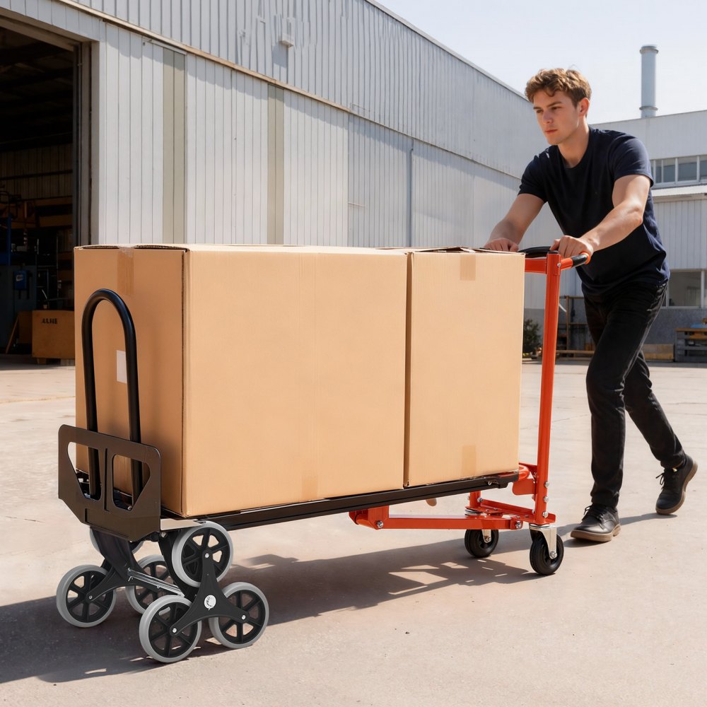 VEVOR 3 in 1 Industrial Convertible Stair Climbing Cart, 770 lbs Max Load, Folding Hand Truck Dolly with Handle &