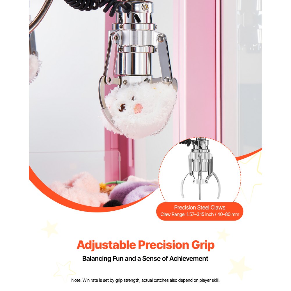 VEVOR Claw Crane Machine, Medium-Sized Arcade Game Machine with Light & Sound, Adjustable Steel Claws, Precise Toy