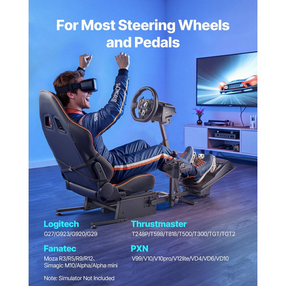 VEVOR Racing Wheel Stand, Heavy-Duty Simulator Cockpit Steering Wheel Stand, Fit Logitech G25, G27, G29, G920, G923