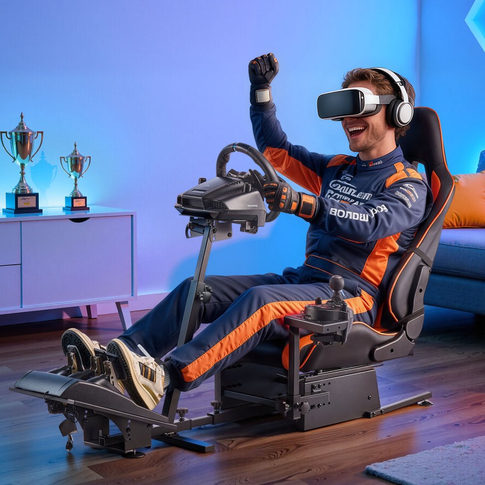 VEVOR Racing Wheel Stand, Heavy-Duty Simulator Cockpit Steering Wheel Stand, Fit Logitech G25, G27, G29, G920, G923
