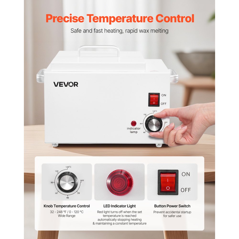 VEVOR Single Wax Warmer, 3000ML 300W Professional Wax Warmer for Hair Removal, 32 ℉ to 248 ℉ Adjustable Electric Waxing
