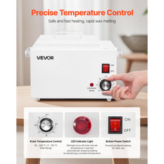 VEVOR Single Wax Warmer, 3000ML 300W Professional Wax Warmer for Hair Removal, 32 ℉ to 248 ℉ Adjustable Electric Waxing