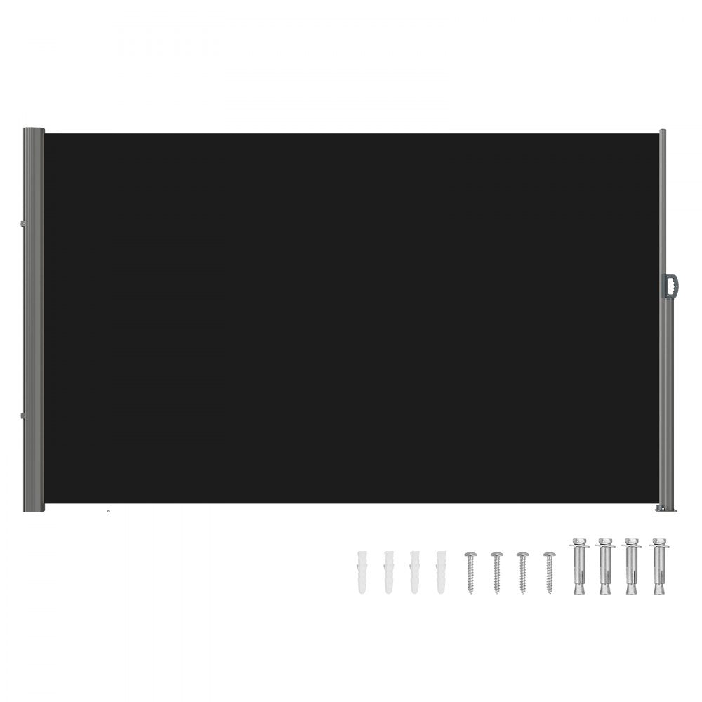 VEVOR Retractable Side Awning, 71''x 118'' Aluminum Outdoor Privacy Screen, 280g Polyester Water-proof Retractable