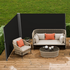 VEVOR Retractable Side Awning, 71''x 236'' Aluminum Outdoor Privacy Screen, 280g Polyester Water-proof Retractable