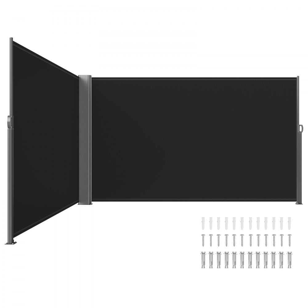 VEVOR Retractable Side Awning, 71''x 236'' Aluminum Outdoor Privacy Screen, 280g Polyester Water-proof Retractable