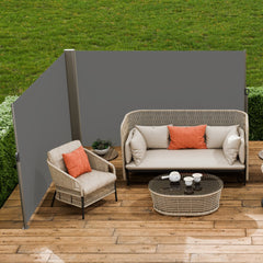 VEVOR Retractable Side Awning, 71''x 236'' Aluminum Outdoor Privacy Screen, 280g Polyester Water-proof Retractable