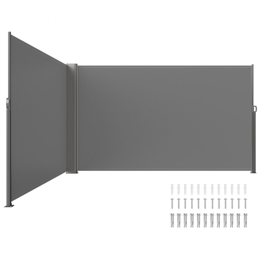 VEVOR Retractable Side Awning, 71''x 236'' Aluminum Outdoor Privacy Screen, 280g Polyester Water-proof Retractable