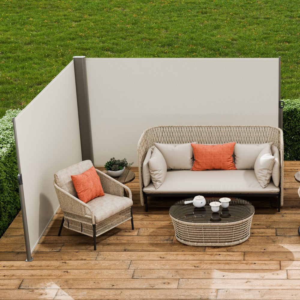 VEVOR Retractable Side Awning, 71''x 236'' Aluminum Outdoor Privacy Screen, 280g Polyester Water-proof Retractable